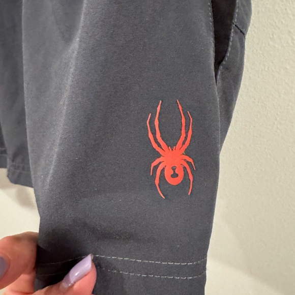 SPYDER ACTIVE MENS Lightweight  Shorts Gray Red Elastic Waist Pockets Medium - Picture 6 of 8